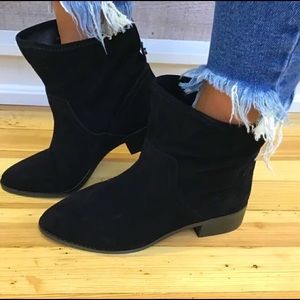 Lucky Brand Black Suede Slouchy Ankle Bootie Size 7